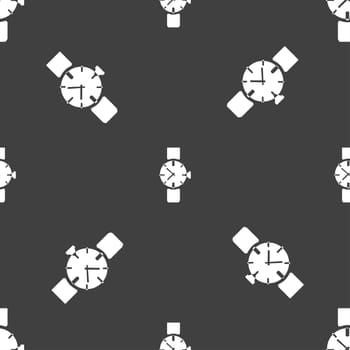 watches icon symbol . Seamless pattern on a gray background. illustration