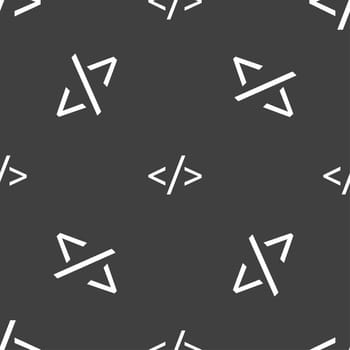 Code sign icon. Programming language symbol. Seamless pattern on a gray background. illustration