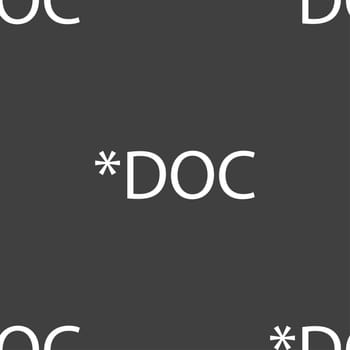 File document icon. Download doc button. Doc file extension symbol. Seamless pattern on a gray background. illustration