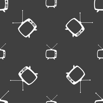 Retro TV mode sign icon. Television set symbol. Seamless pattern on a gray background. illustration