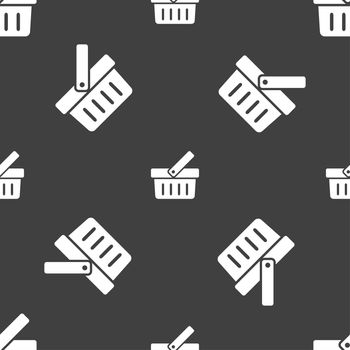 Shopping Cart sign icon. Online buying button. Seamless pattern on a gray background. illustration