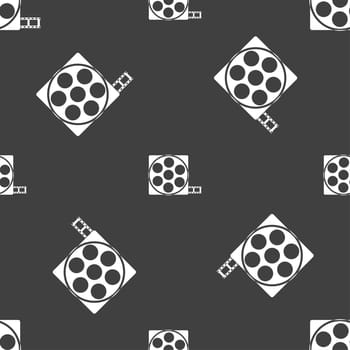 Video sign icon. frame symbol. Seamless pattern on a gray background. illustration