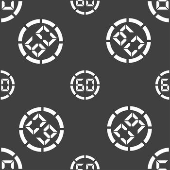 60 second stopwatch icon sign. Seamless pattern on a gray background. illustration