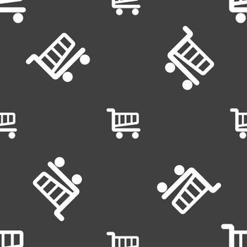 Shopping Cart sign icon. Online buying button. Seamless pattern on a gray background. illustration