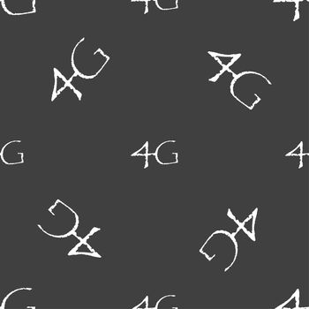 4G sign icon. Mobile telecommunications technology symbol. Seamless pattern on a gray background. illustration