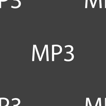 Mp3 music format sign icon. Musical symbol. Seamless pattern on a gray background. illustration