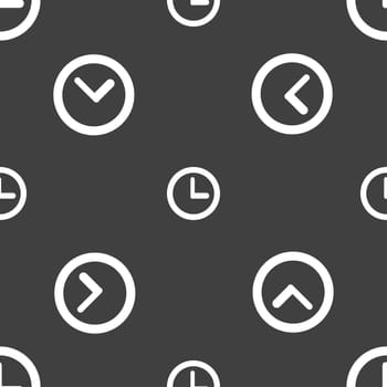 Clock sign icon. Mechanical clock symbol. Seamless pattern on a gray background. illustration