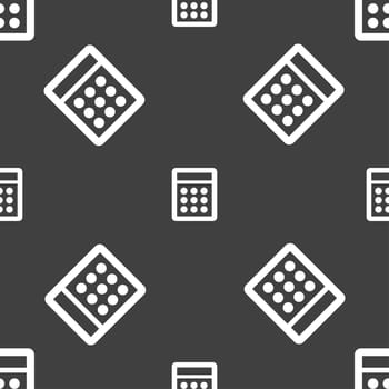 Calculator sign icon. Bookkeeping symbol. Seamless pattern on a gray background. illustration