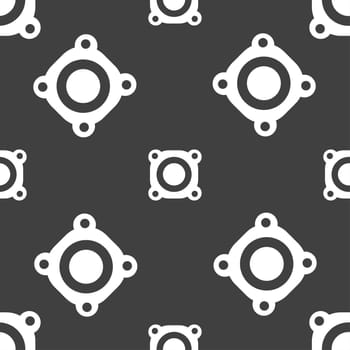 Speaker volume sign icon. Sound symbol. Seamless pattern on a gray background. illustration