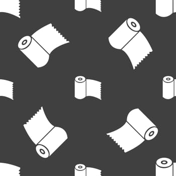 Toilet paper, WC roll icon sign. Seamless pattern on a gray background. illustration