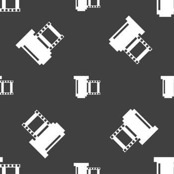 negative films icon symbol.. Seamless pattern on a gray background. illustration