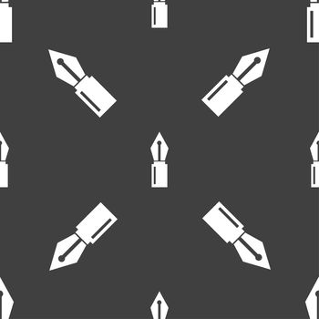 Pen sign icon. Edit content button. Seamless pattern on a gray background. illustration