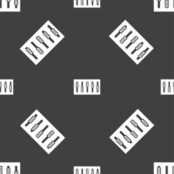 Dj console mix handles and buttons icon symbol. Seamless pattern on a gray background. illustration