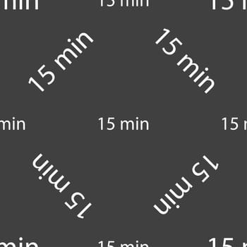 15 minutes sign icon. Seamless pattern on a gray background. illustration