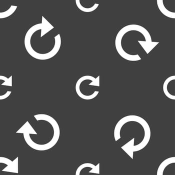 update sign icon. Full rotation arrow symbol. Seamless pattern on a gray background. illustration