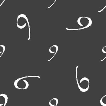 number Nine icon sign. Seamless pattern on a gray background. illustration