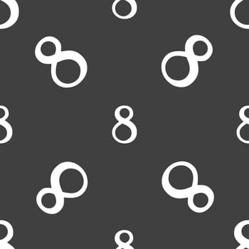 number Eight icon sign. Seamless pattern on a gray background. illustration