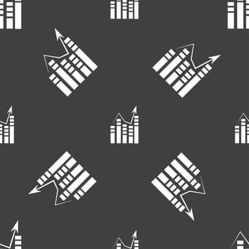 Graph icon sign. Seamless pattern on a gray background. illustration