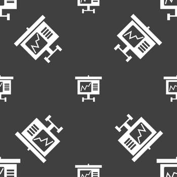 Graph icon sign. Seamless pattern on a gray background. illustration