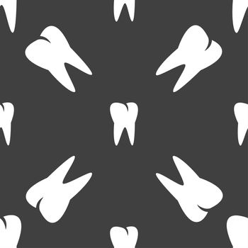 tooth icon. Seamless pattern on a gray background. illustration