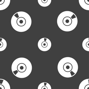 CD or DVD icon sign. Seamless pattern on a gray background. illustration