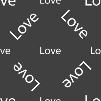 Love you sign icon. Valentines day symbol. Seamless pattern on a gray background. illustration