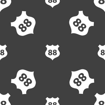 Route 88 highway icon sign. Seamless pattern on a gray background. illustration