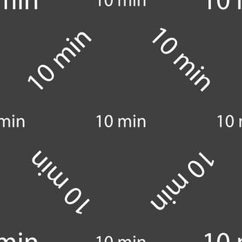 10 minutes sign icon. Seamless pattern on a gray background. illustration