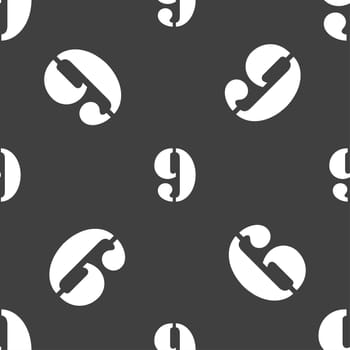 number Nine icon sign. Seamless pattern on a gray background. illustration