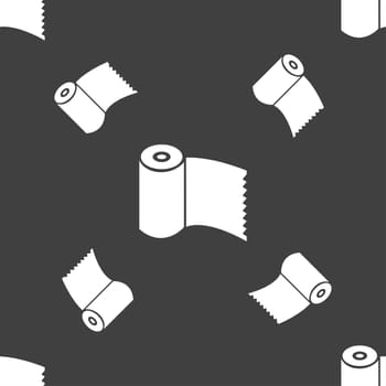 Toilet paper, WC roll icon sign. Seamless pattern on a gray background. illustration