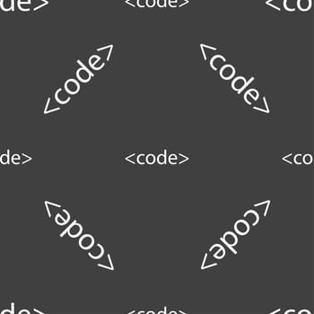 Code sign icon. Programming language symbol. Seamless pattern on a gray background. illustration