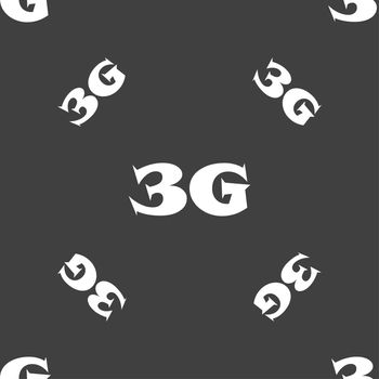 3G sign icon. Mobile telecommunications technology symbol. Seamless pattern on a gray background. illustration