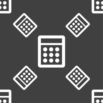 Calculator sign icon. Bookkeeping symbol. Seamless pattern on a gray background. illustration