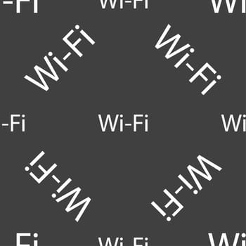 Free wifi sign. Wi-fi symbol. Wireless Network icon. Seamless pattern on a gray background. illustration