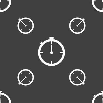 Timer sign icon. Stopwatch symbol.. Seamless pattern on a gray background. illustration