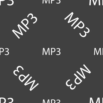 Mp3 music format sign icon. Musical symbol. Seamless pattern on a gray background. illustration