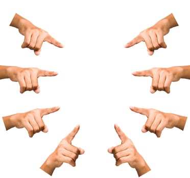 Man hands on the isolated background, clipping path.