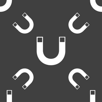magnet sign icon. horseshoe it symbol. Repair sig. Seamless pattern on a gray background. illustration