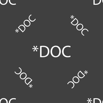 File document icon. Download doc button. Doc file extension symbol. Seamless pattern on a gray background. illustration