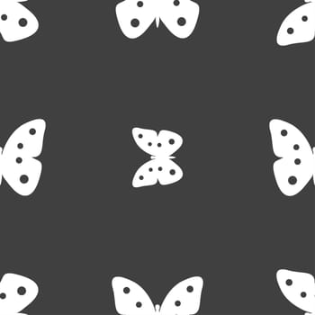 Butterfly sign icon. insect symbol. Seamless pattern on a gray background. illustration