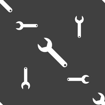 Wrench key sign icon. Service tool symbol. Seamless pattern on a gray background. illustration