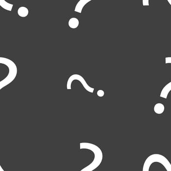 Question mark sign icon. Help symbol. FAQ sign. Seamless pattern on a gray background. illustration