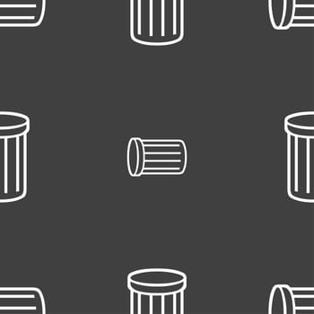 Recycle bin sign icon. Symbol. Seamless pattern on a gray background. illustration