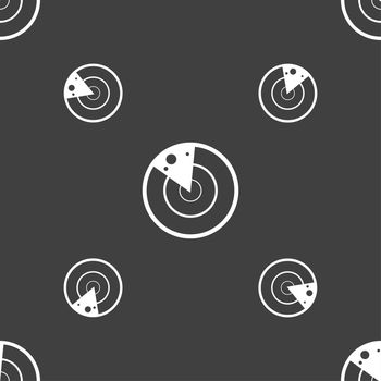 radar icon sign. Seamless pattern on a gray background. illustration