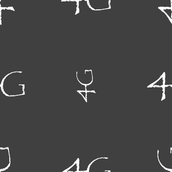 4G sign icon. Mobile telecommunications technology symbol. Seamless pattern on a gray background. illustration