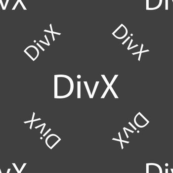 DivX video format sign icon. symbol. Seamless pattern on a gray background. illustration