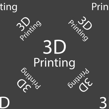 3D Print sign icon. 3d-Printing symbol. Seamless pattern on a gray background. illustration