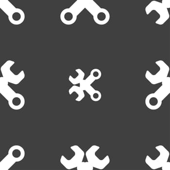 Wrench key sign icon. Service tool symbol. Seamless pattern on a gray background. illustration
