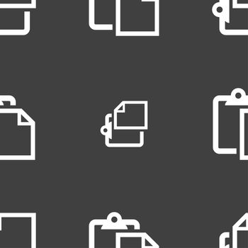 Edit document sign icon. Seamless pattern on a gray background. illustration