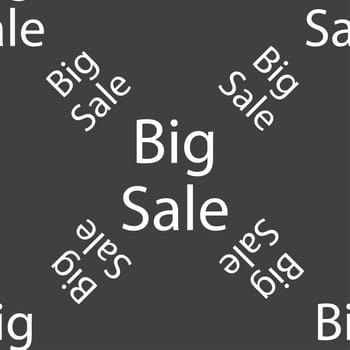 Big sale sign icon. Special offer symbol. Seamless pattern on a gray background. illustration